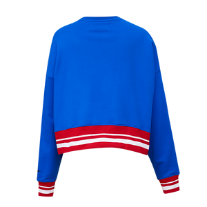 Pro Standard Women's MLB Chicago Cubs Mashup Rib Fleece Crewneck -Royal/Red