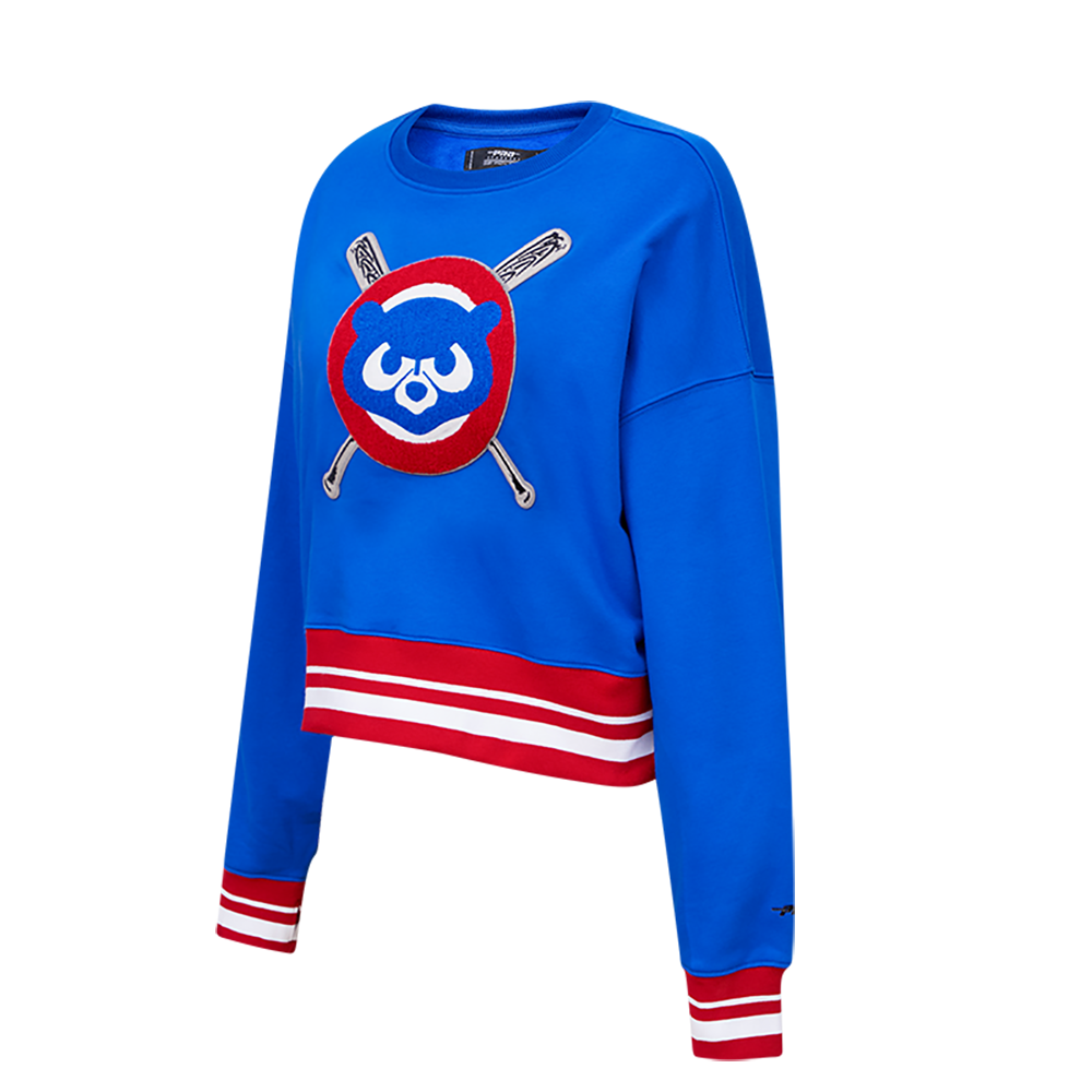 Pro Standard Women's MLB Chicago Cubs Mashup Rib Fleece Crewneck -Royal/Red - ROYAL/RED Thumbnail View 3