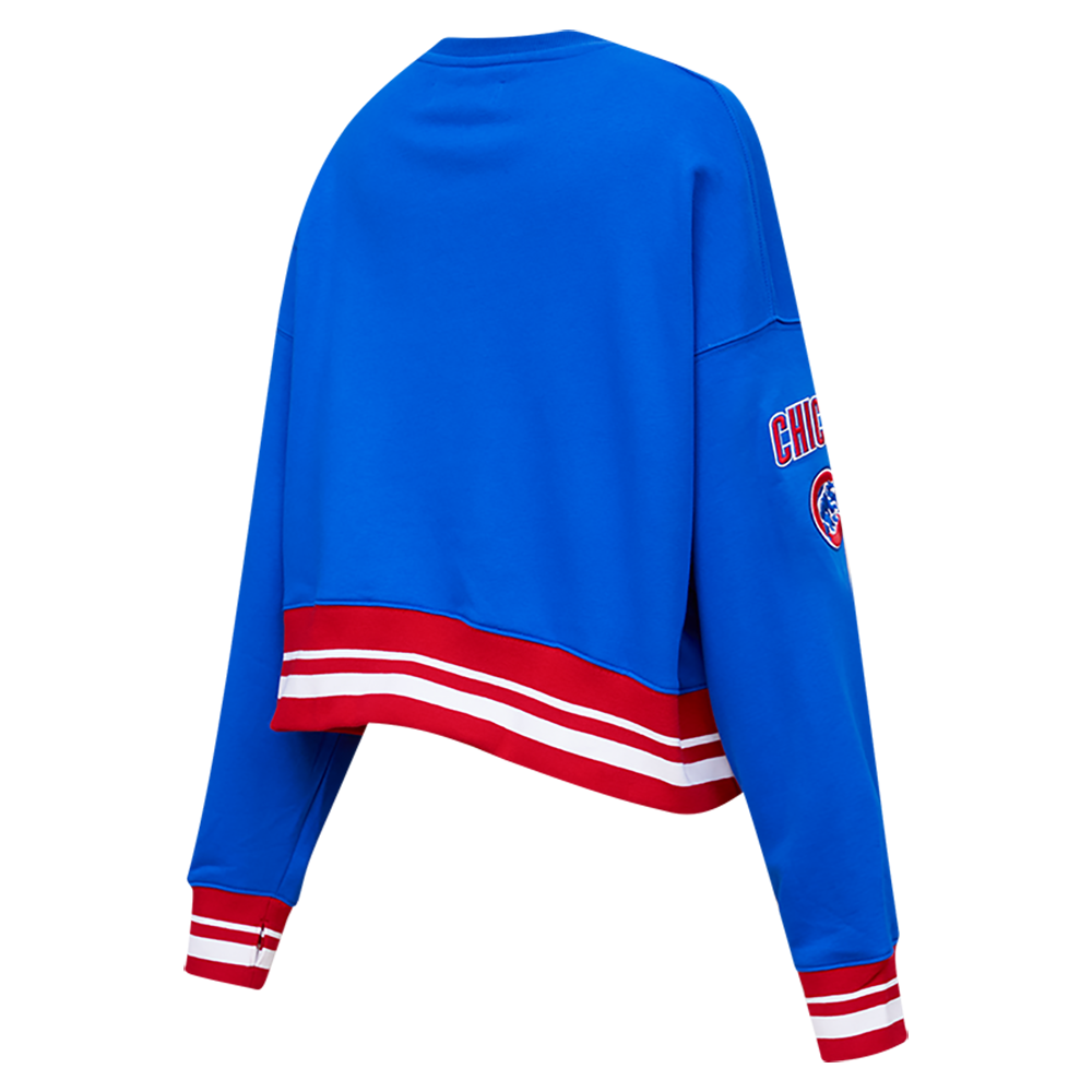Pro Standard Women's MLB Chicago Cubs Mashup Rib Fleece Crewneck - Royal/Red - ROYAL/RED Thumbnail View 4