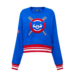 Pro Standard Women's MLB Chicago Cubs Mashup Rib Fleece Crewneck -Royal/Red