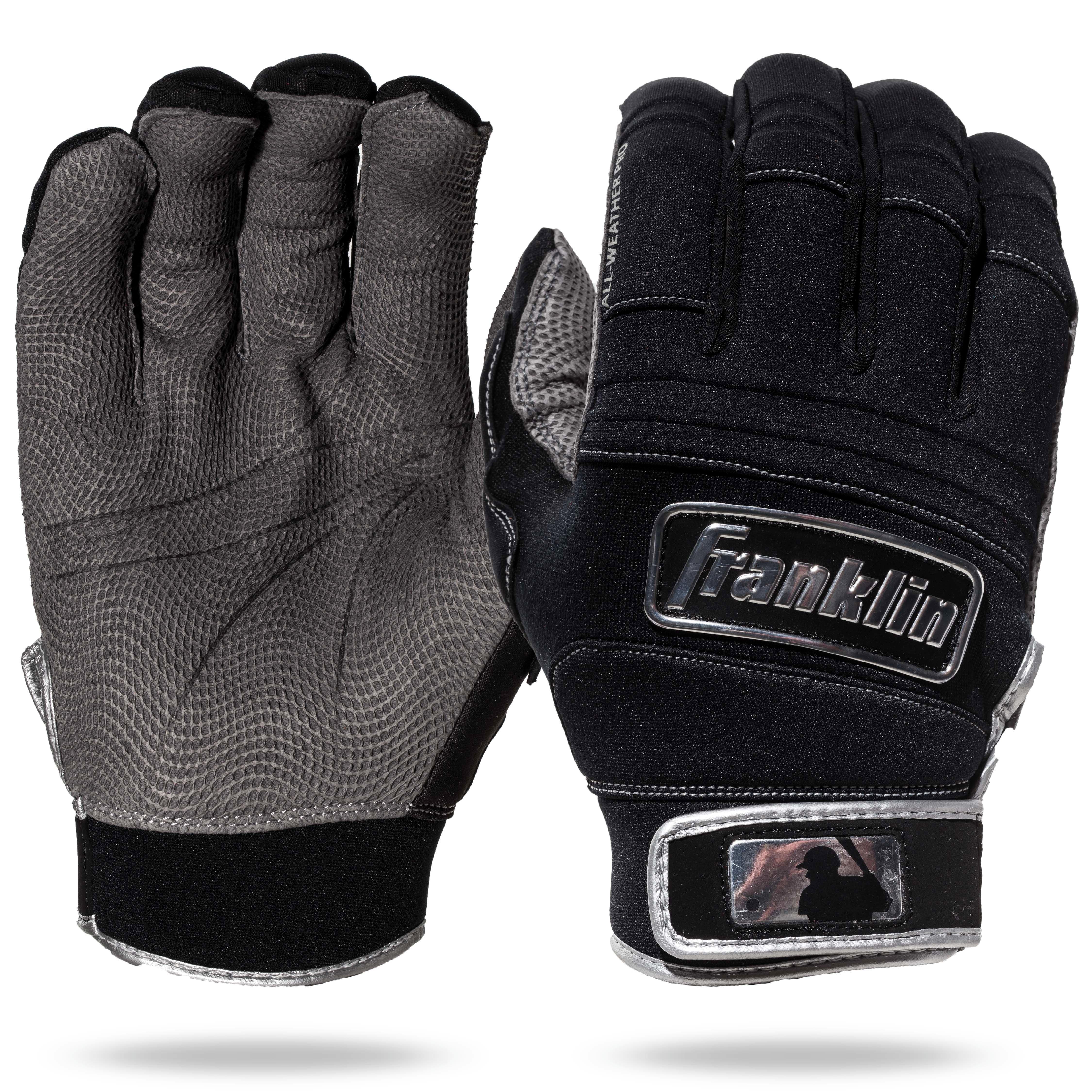Franklin Sports Adult All Weather Pro Batting Gloves - BLACK Thumbnail View 1