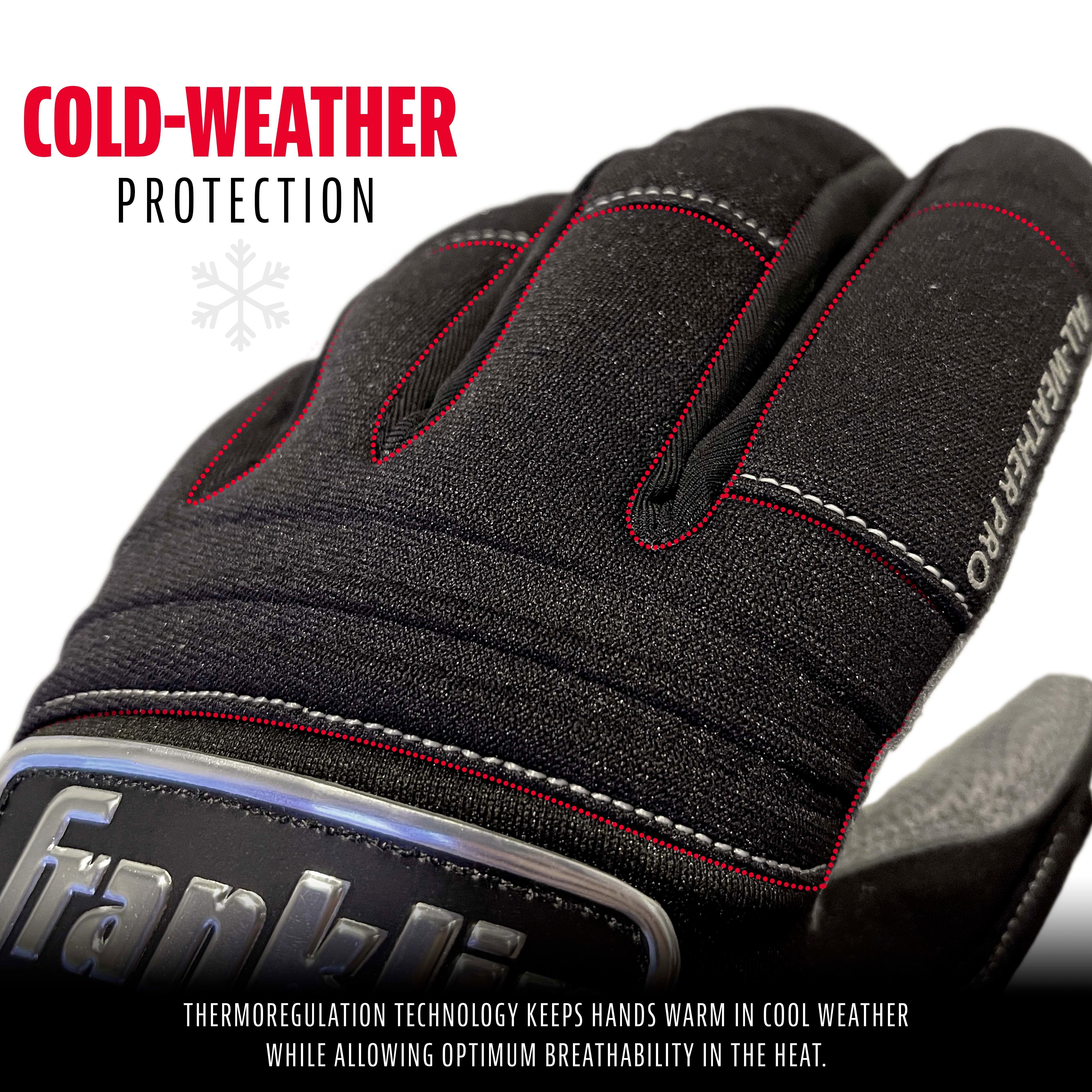 Franklin Sports Adult All Weather Pro Batting Gloves - BLACK Thumbnail View 2