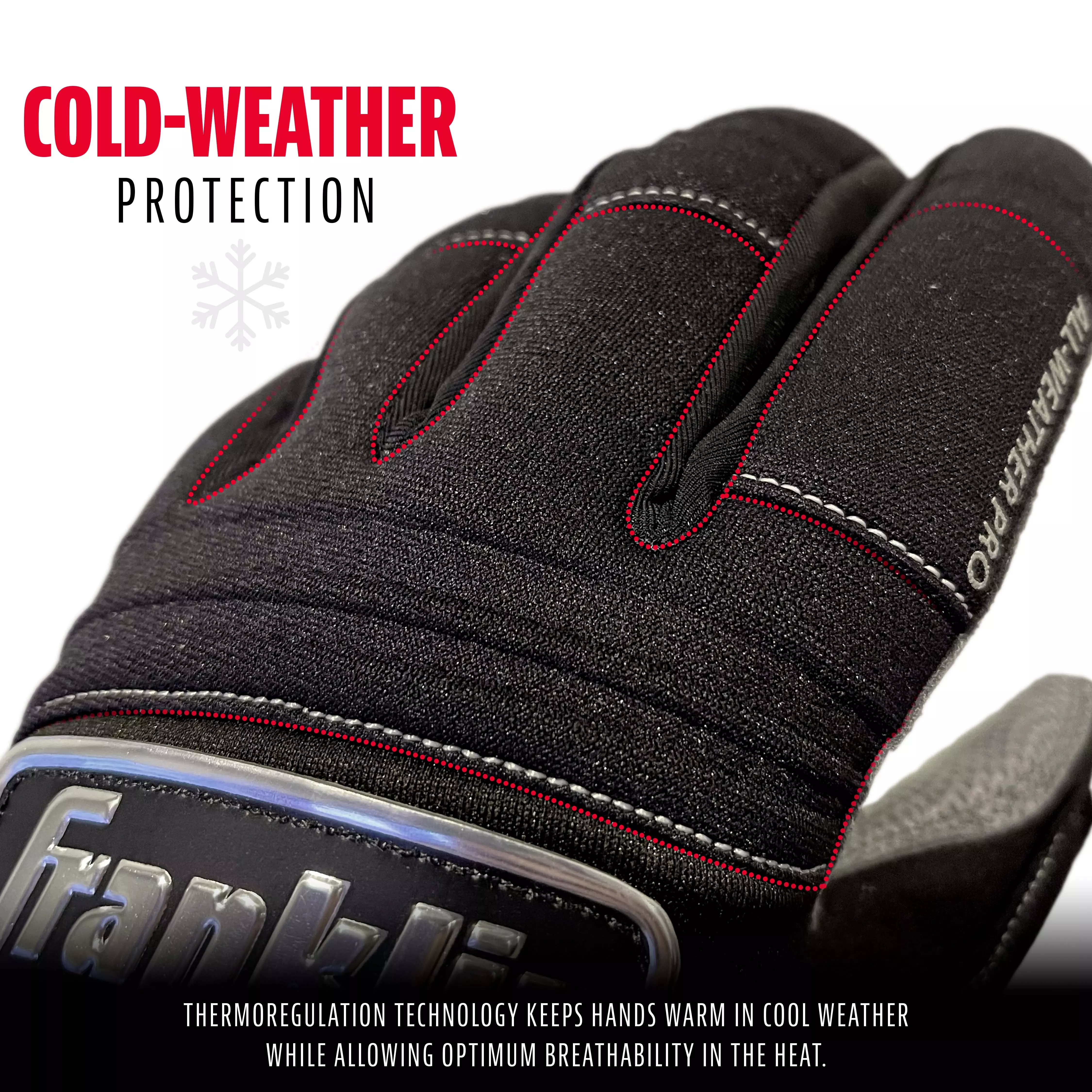 Franklin Sports Adult All Weather Pro Batting Gloves - BLACK
