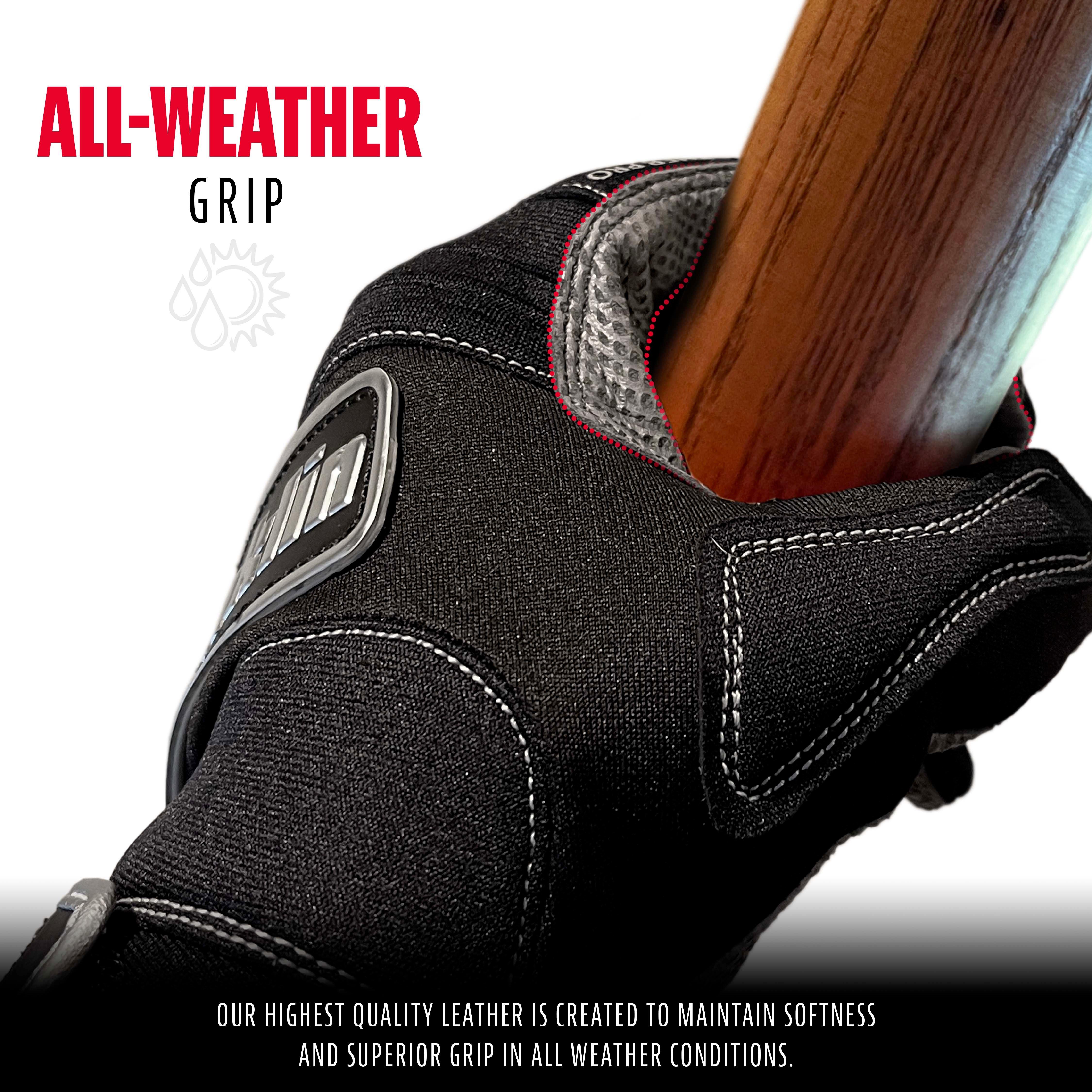 Franklin Sports Adult All Weather Pro Batting Gloves - BLACK Thumbnail View 3