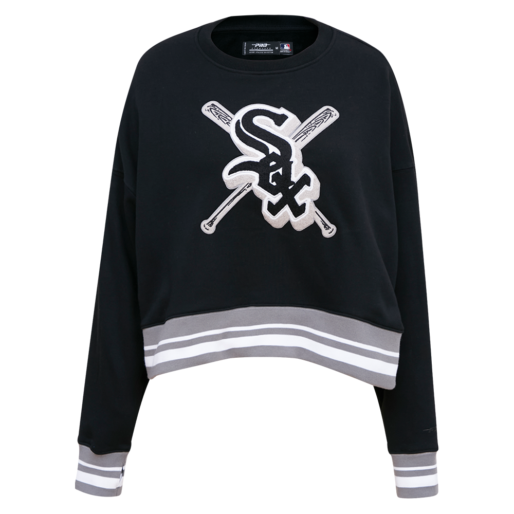 Pro Standard Women's MLB Chicago White Sox Mashup Rib Fleece Crewneck -Black/Grey - BLACK/GREY Thumbnail View 1