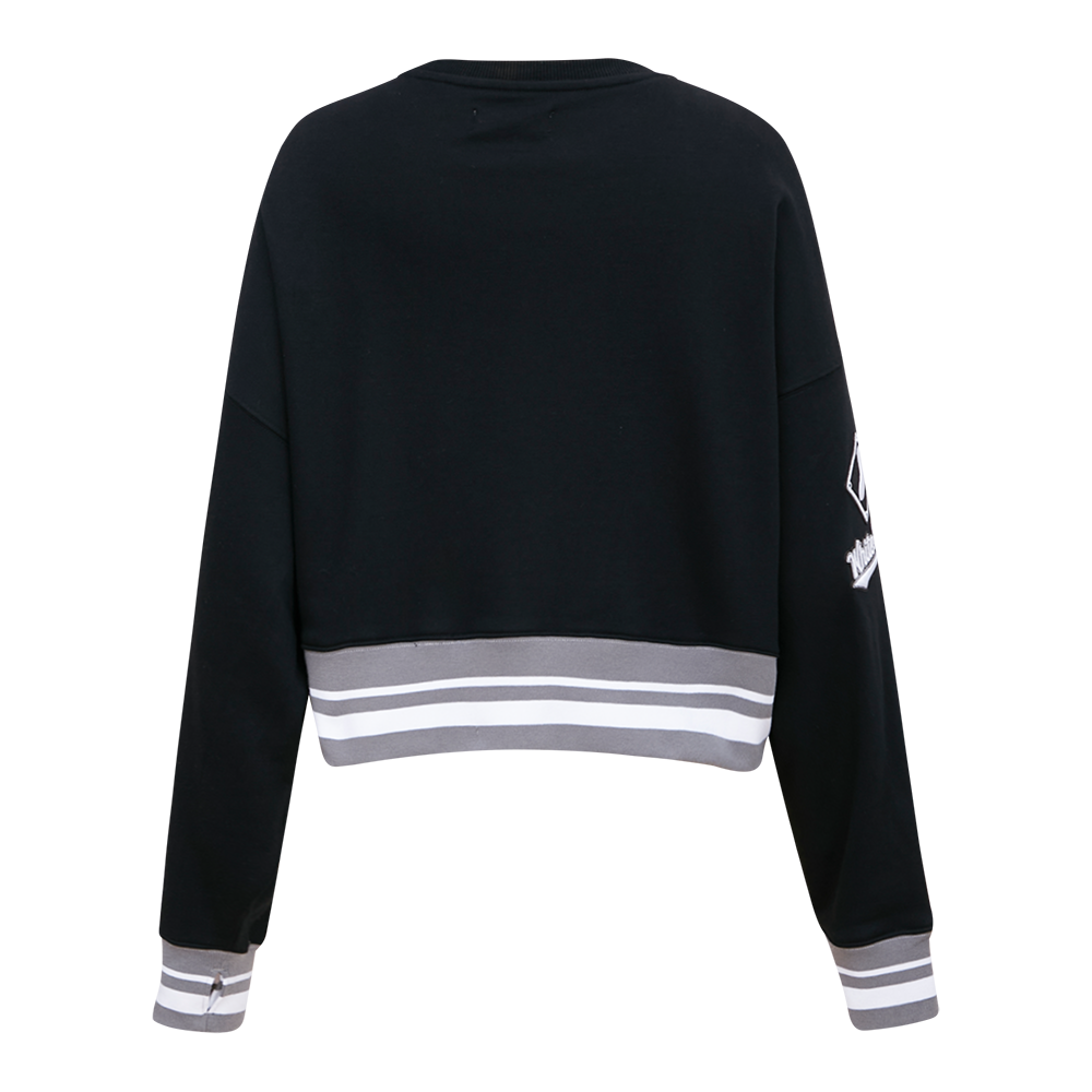Pro Standard Women's MLB Chicago White Sox Mashup Rib Fleece Crewneck - Black/Grey - BLACK/GREY Thumbnail View 2
