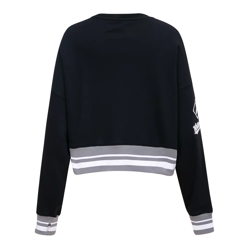 Pro Standard Women's MLB Chicago White Sox Mashup Rib Fleece Crewneck -Black/Grey - BLACK/GREY