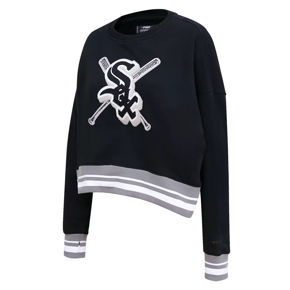 Pro Standard Women's MLB Chicago White Sox Mashup Rib Fleece Crewneck - Black/Grey - BLACK/GREY