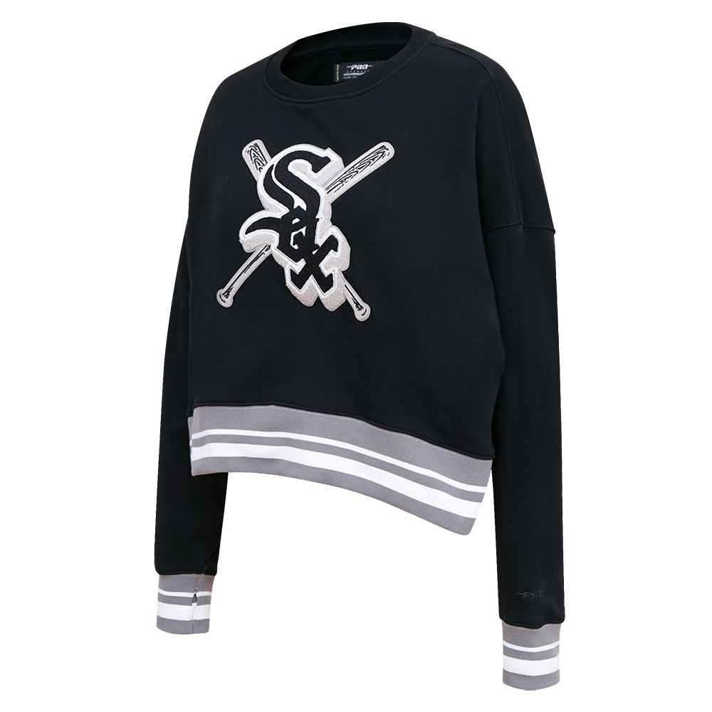 Pro Standard Women's MLB Chicago White Sox Mashup Rib Fleece Crewneck -Black/Grey - BLACK/GREY Thumbnail View 3