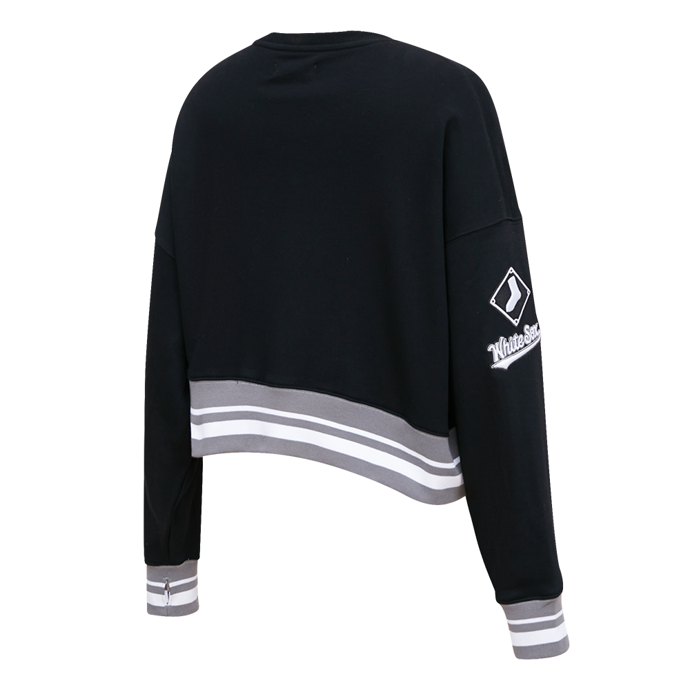 Pro Standard Women's MLB Chicago White Sox Mashup Rib Fleece Crewneck - Black/Grey - BLACK/GREY Thumbnail View 4