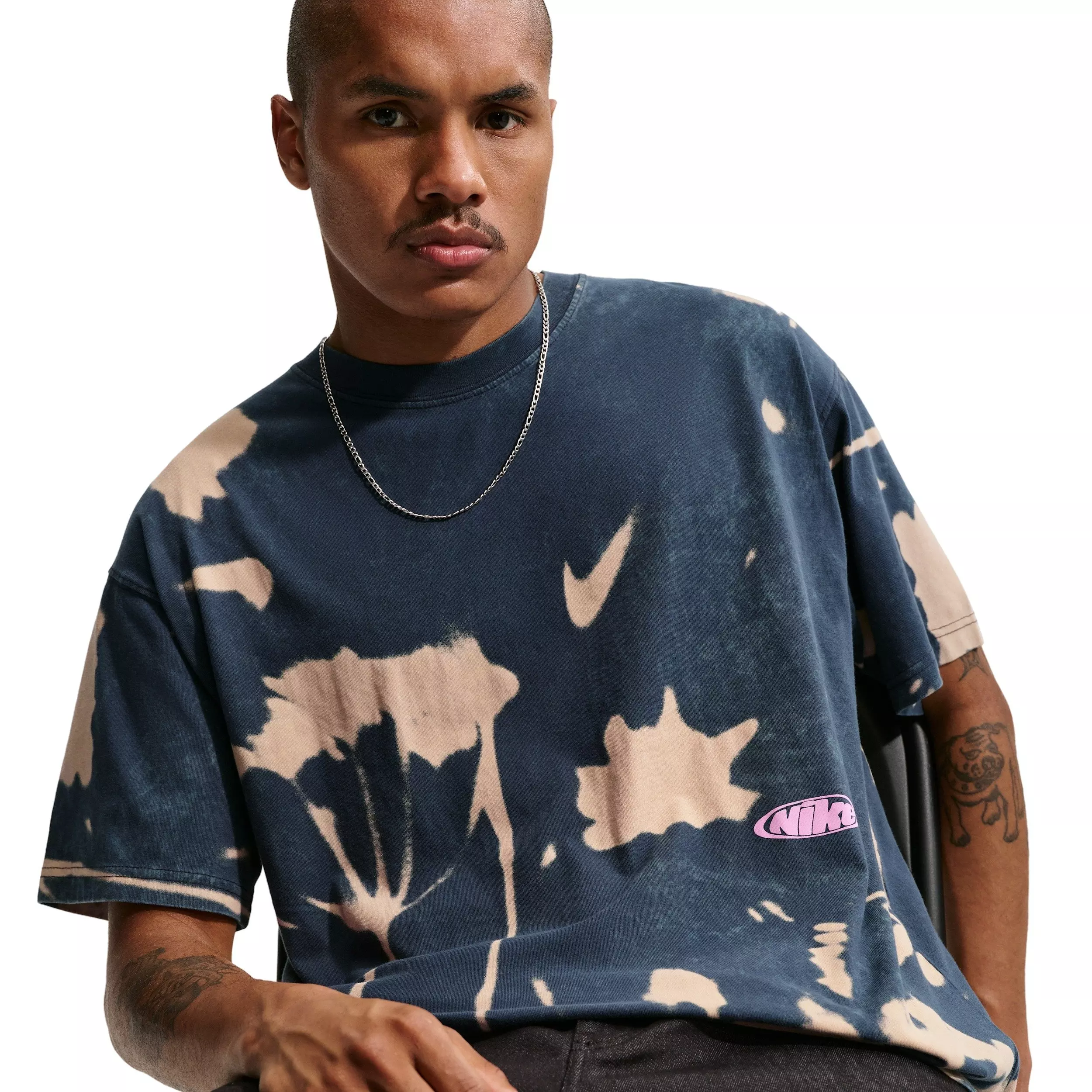 Nike Men's Sportswear LSE Floral Print T-Shirt - BLUE/SANDDRIFT