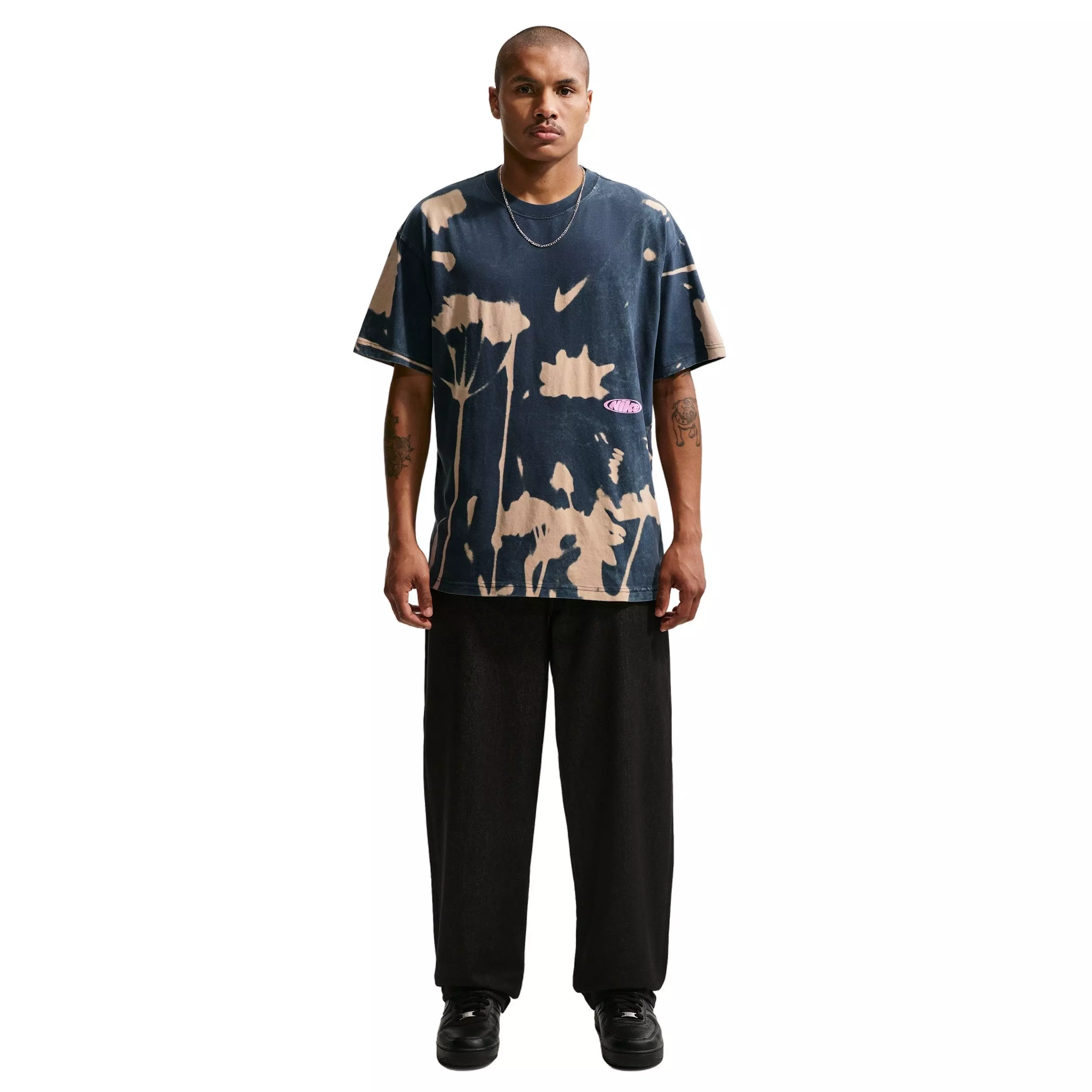 Nike Men's Sportswear LSE Floral Print T-Shirt - BLUE/SANDDRIFT