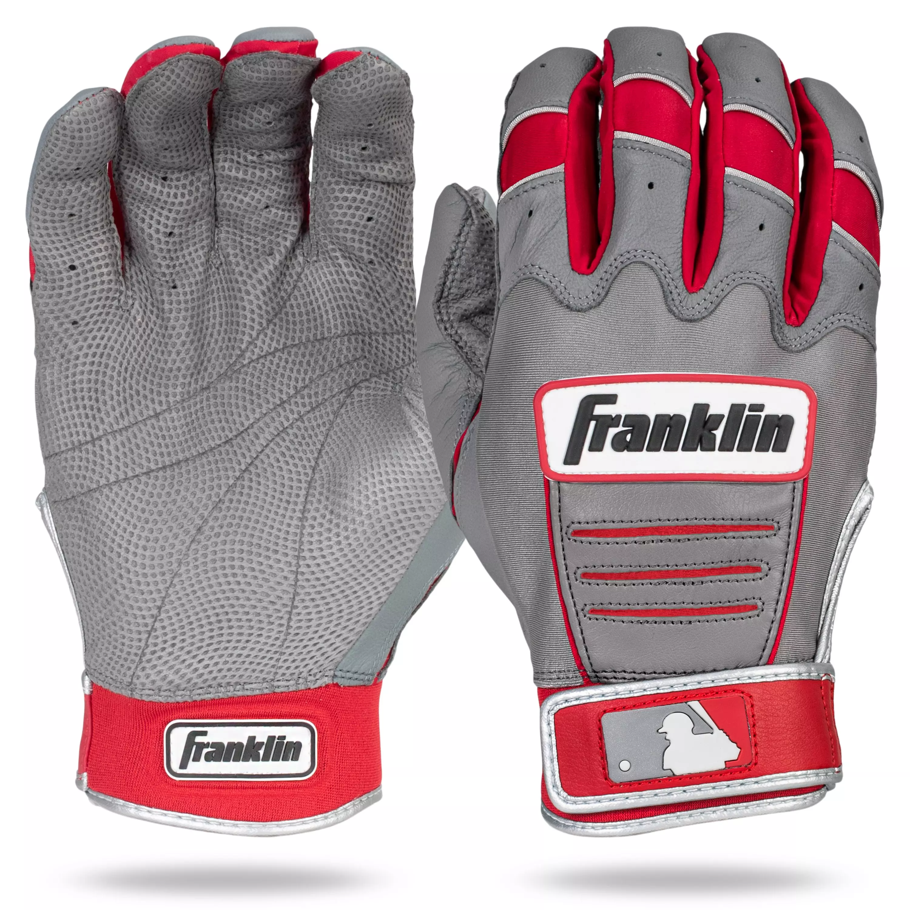 Franklin Adults' CFX Pro Batting Gloves Grey/Red - GREY/RED