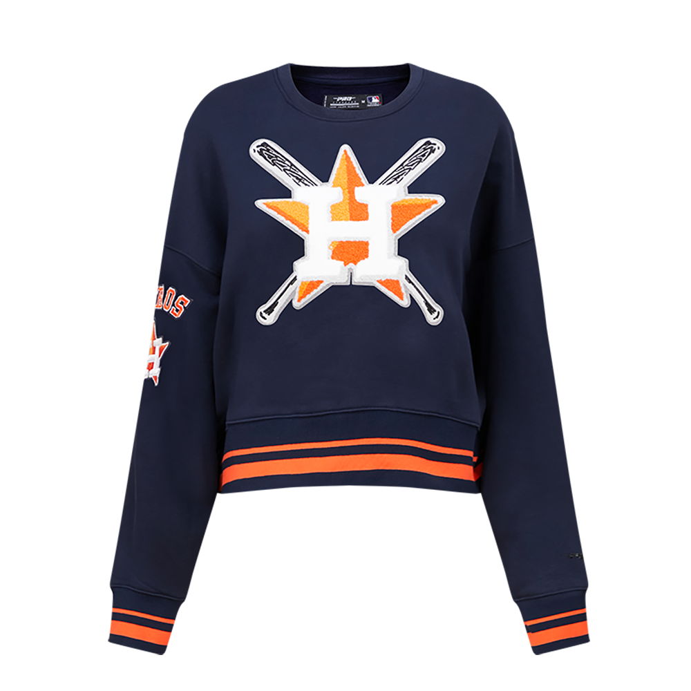 Pro Standard Women's MLB Houston Astros Mashup Rib Fleece Crewneck -Navy/Orange - NAVY/ORANGE Thumbnail View 1
