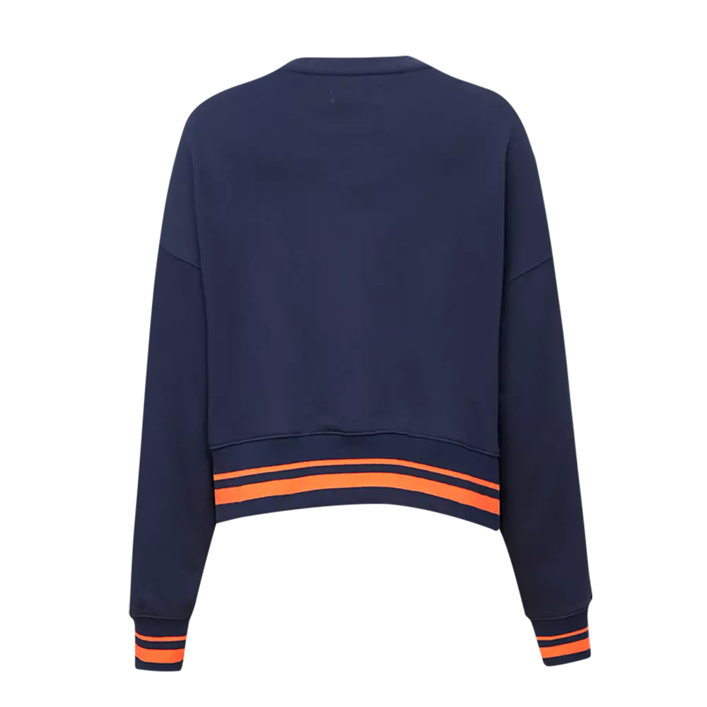 Pro Standard Women's MLB Houston Astros Mashup Rib Fleece Crewneck - Navy/Orange - NAVY/ORANGE