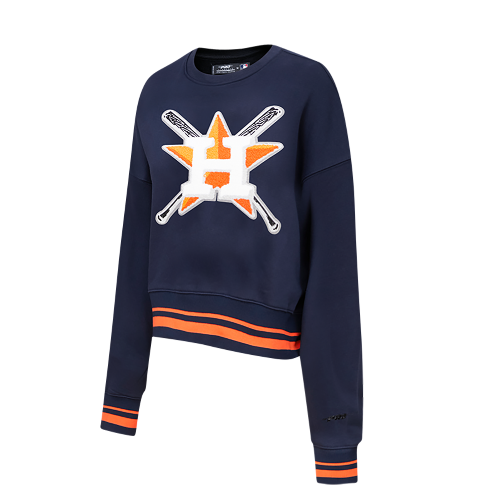 Pro Standard Women's MLB Houston Astros Mashup Rib Fleece Crewneck -Navy/Orange - NAVY/ORANGE Thumbnail View 3