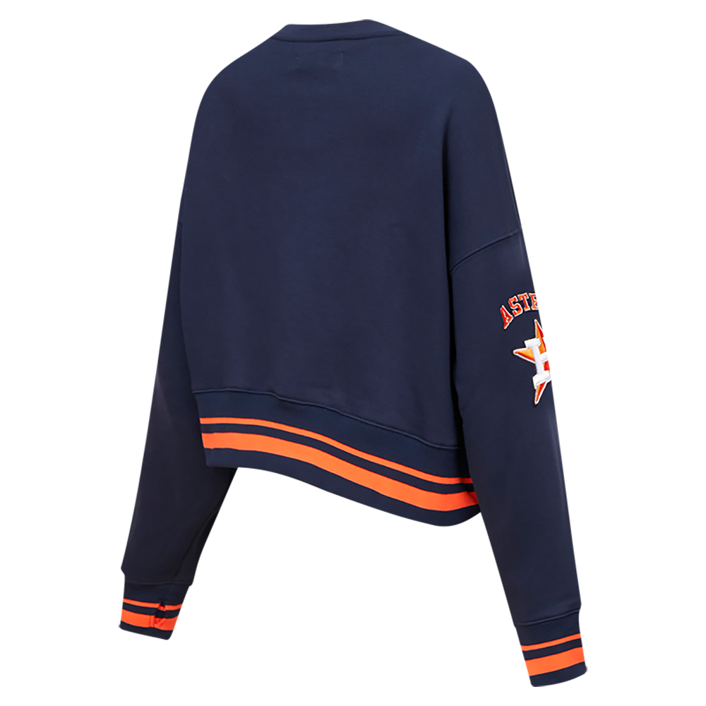 Pro Standard Women's MLB Houston Astros Mashup Rib Fleece Crewneck -Navy/Orange - NAVY/ORANGE Thumbnail View 4