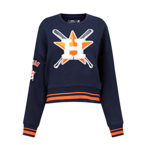 Pro Standard Women's MLB Houston Astros Mashup Rib Fleece Crewneck -Navy/Orange