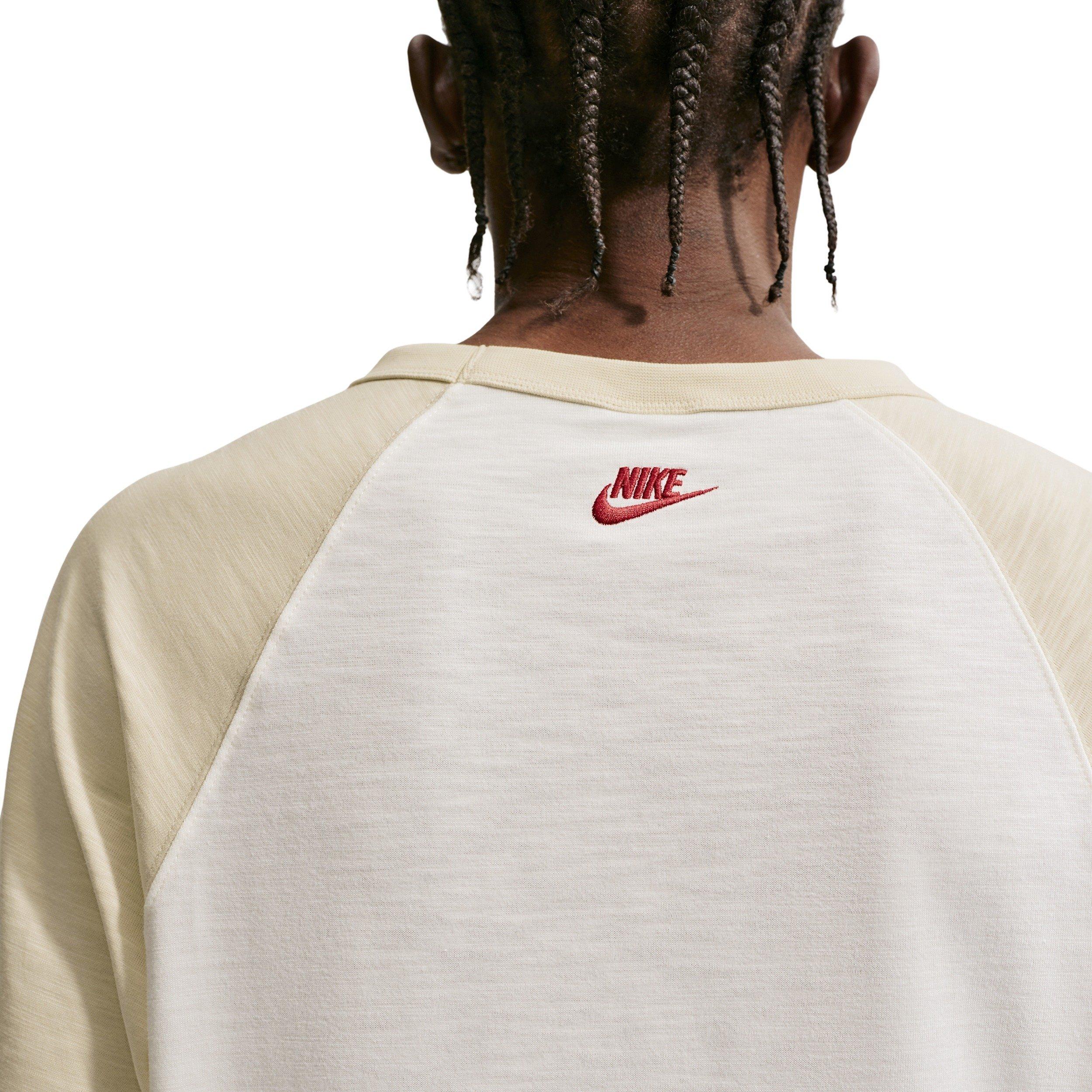 Nike Men's Club 3/4-Sleeve Raglan Top - LT KHAKI/CRIMSON Thumbnail View 2
