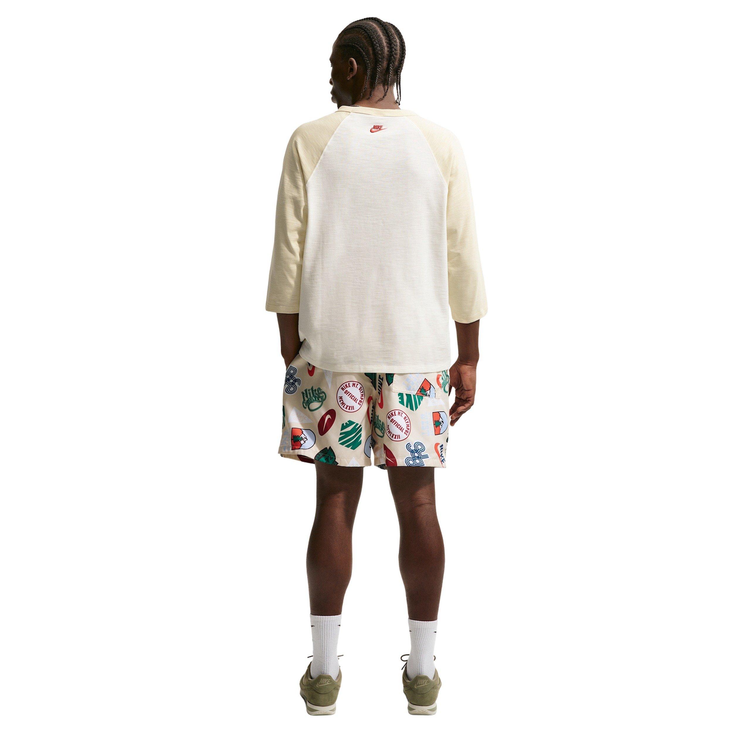 Nike Men's Club 3/4-Sleeve Raglan Top - LT KHAKI/CRIMSON Thumbnail View 5