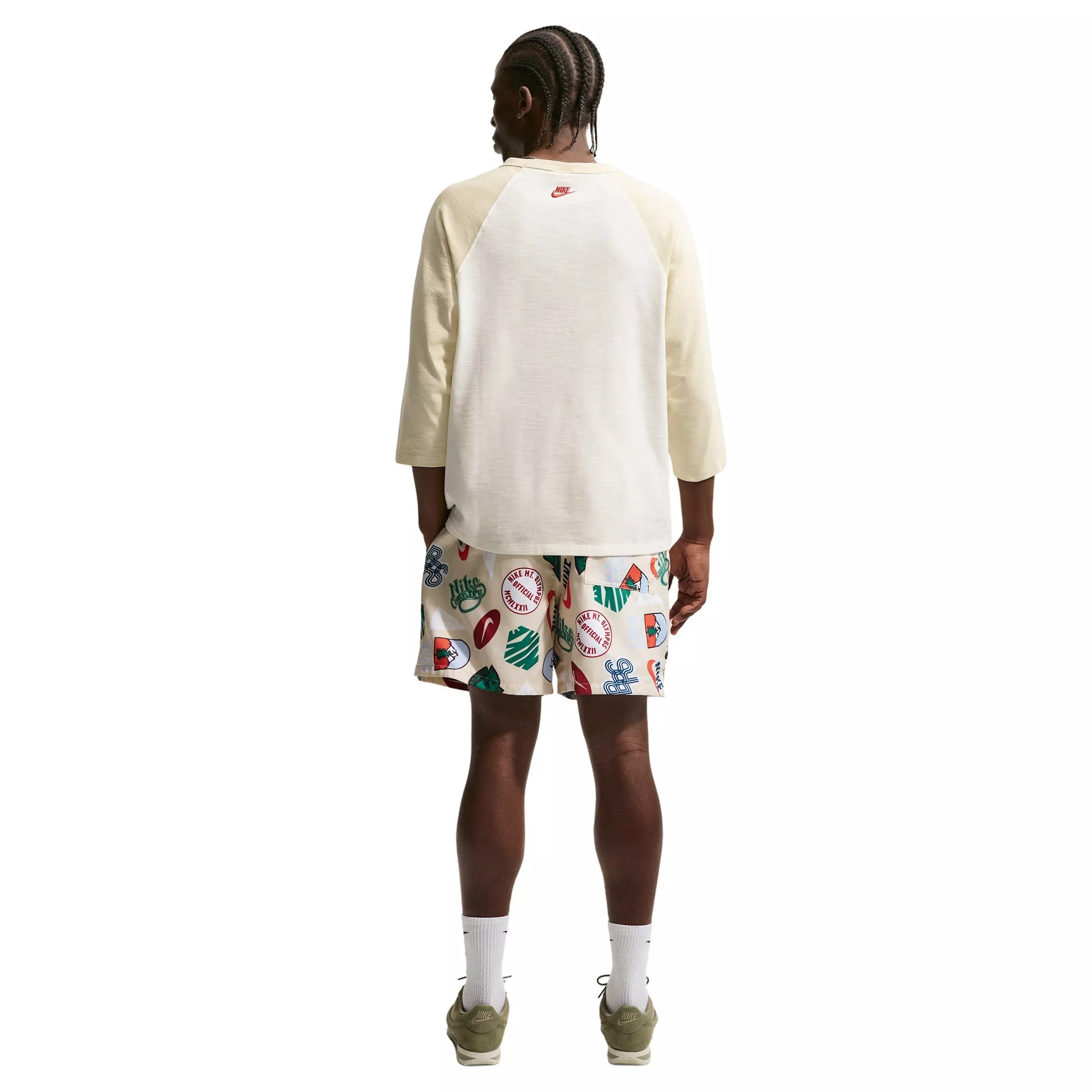 Nike Men's Club 3/4-Sleeve Raglan Top - LT KHAKI/CRIMSON