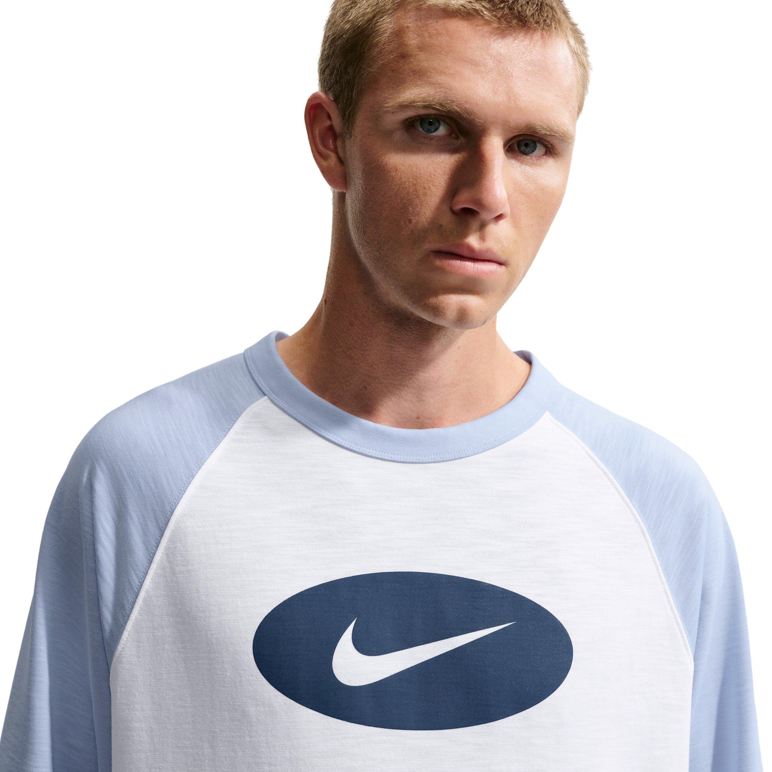Nike Men's Club 3/4-Sleeve Raglan Top - LT BLUE/BLUE Thumbnail View 3