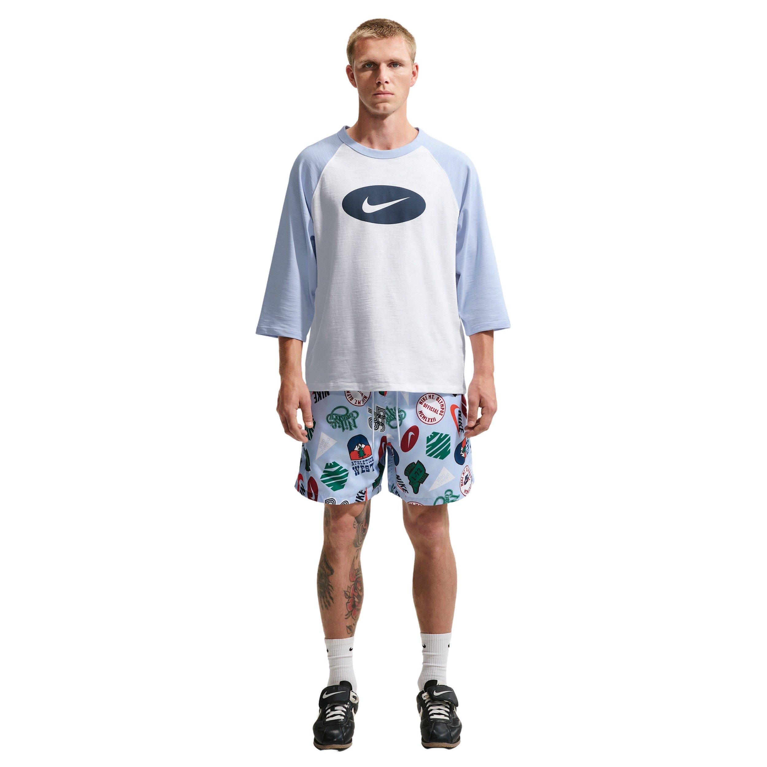 Nike Men's Club 3/4-Sleeve Raglan Top - LT BLUE/BLUE Thumbnail View 4