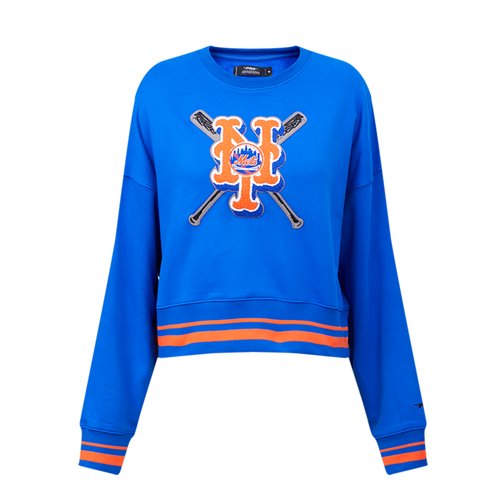 Pro Standard Women's MLB New York Mets Mashup Rib Fleece Crewneck - Royal/Orange - ROYAL/ORANGE Thumbnail View 1