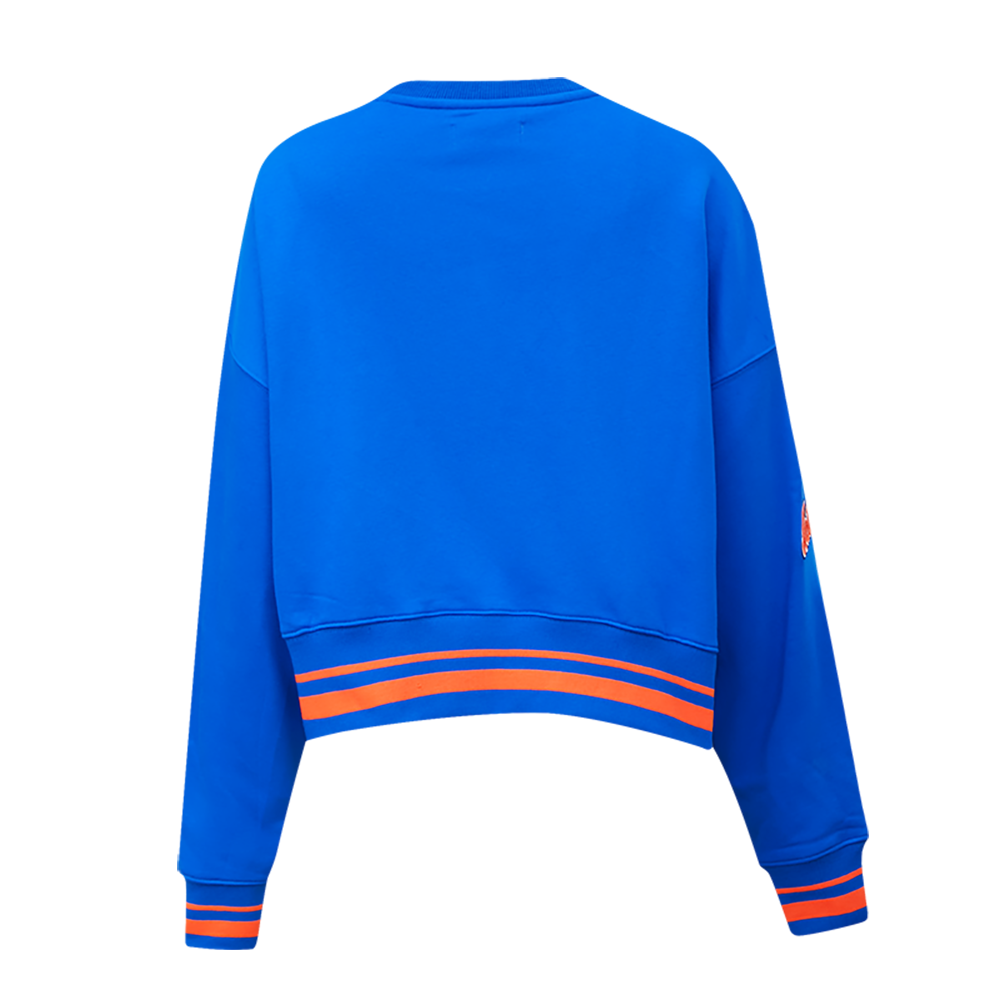 Pro Standard Women's MLB New York Mets Mashup Rib Fleece Crewneck -Royal/Orange - ROYAL/ORANGE Thumbnail View 2