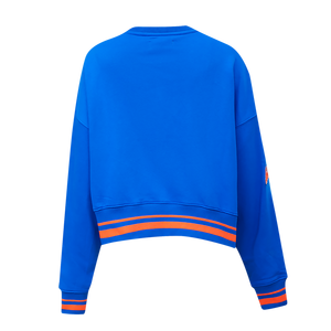 Pro Standard Women's MLB New York Mets Mashup Rib Fleece Crewneck -Royal/Orange