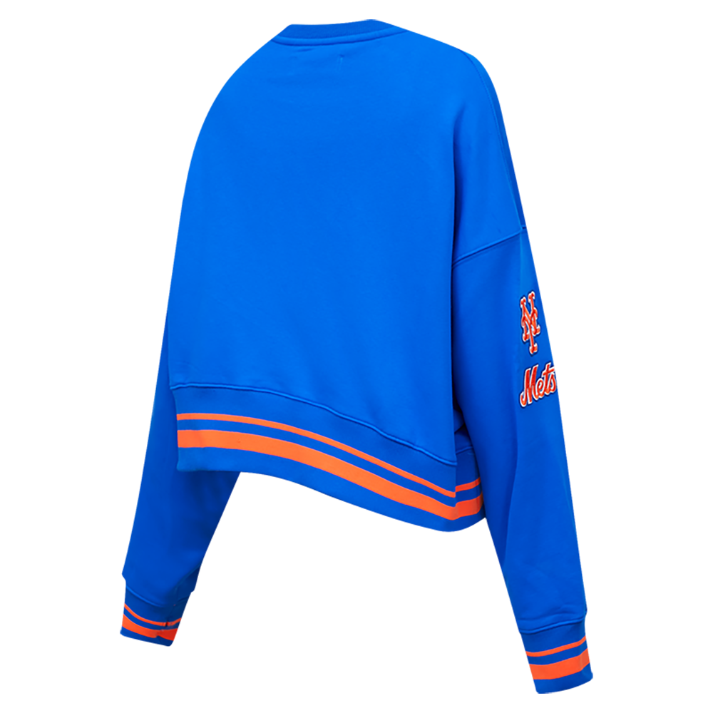 Pro Standard Women's MLB New York Mets Mashup Rib Fleece Crewneck - Royal/Orange - ROYAL/ORANGE Thumbnail View 4