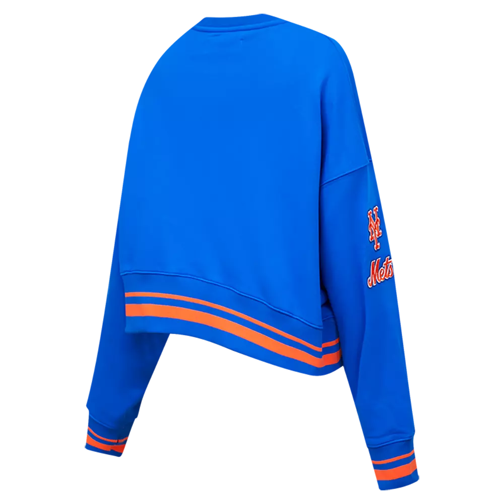 Pro Standard Women's MLB New York Mets Mashup Rib Fleece Crewneck - Royal/Orange - ROYAL/ORANGE