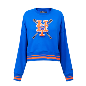 Pro Standard Women's MLB New York Mets Mashup Rib Fleece Crewneck -Royal/Orange
