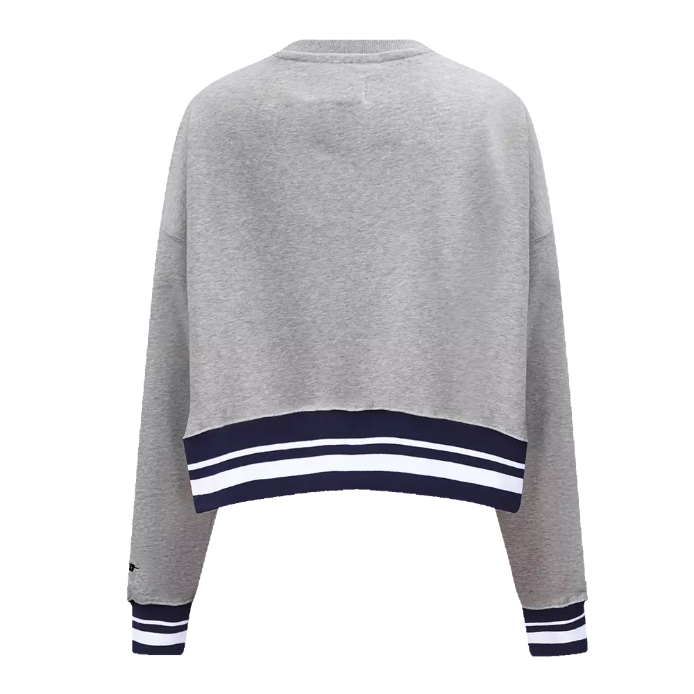 Pro Standard Women's MLB New York Yankees Mashup Rib Fleece Crewneck - Grey/Navy - GREY/NAVY