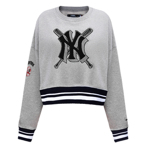 Pro Standard Women's MLB New York Yankees Mashup Rib Fleece Crewneck -Grey/Navy