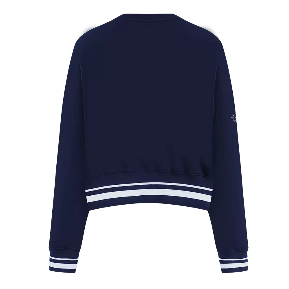 Pro Standard Women's MLB New York Yankees Mashup Rib Fleece Crewneck -Navy - NAVY