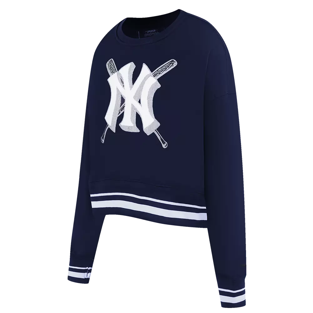 Pro Standard Women's MLB New York Yankees Mashup Rib Fleece Crewneck - Navy - NAVY