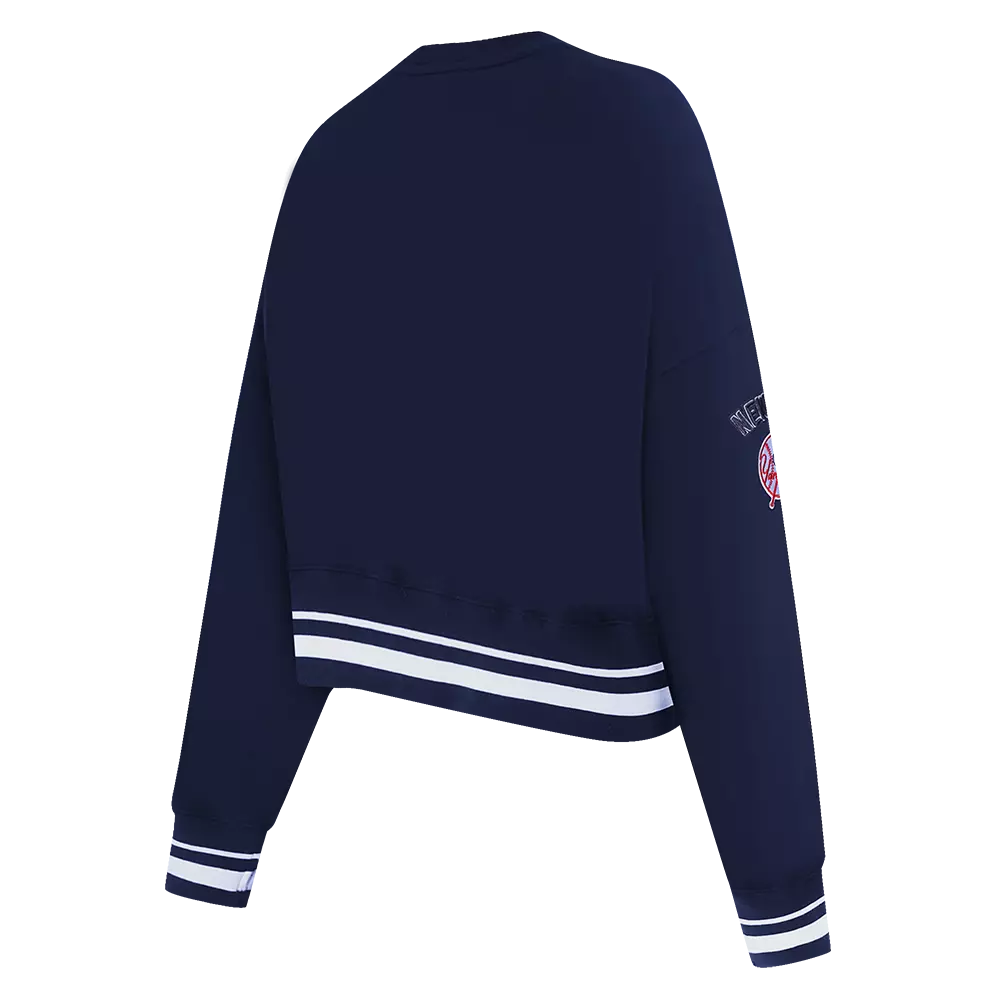 Pro Standard Women's MLB New York Yankees Mashup Rib Fleece Crewneck - Navy - NAVY