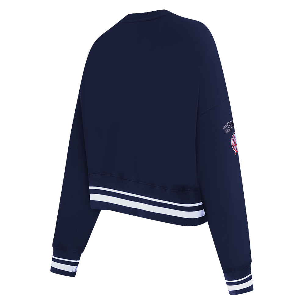 Pro Standard Women's MLB New York Yankees Mashup Rib Fleece Crewneck -Navy - NAVY Thumbnail View 4
