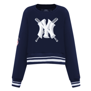 Pro Standard Women's MLB New York Yankees Mashup Rib Fleece Crewneck -Navy