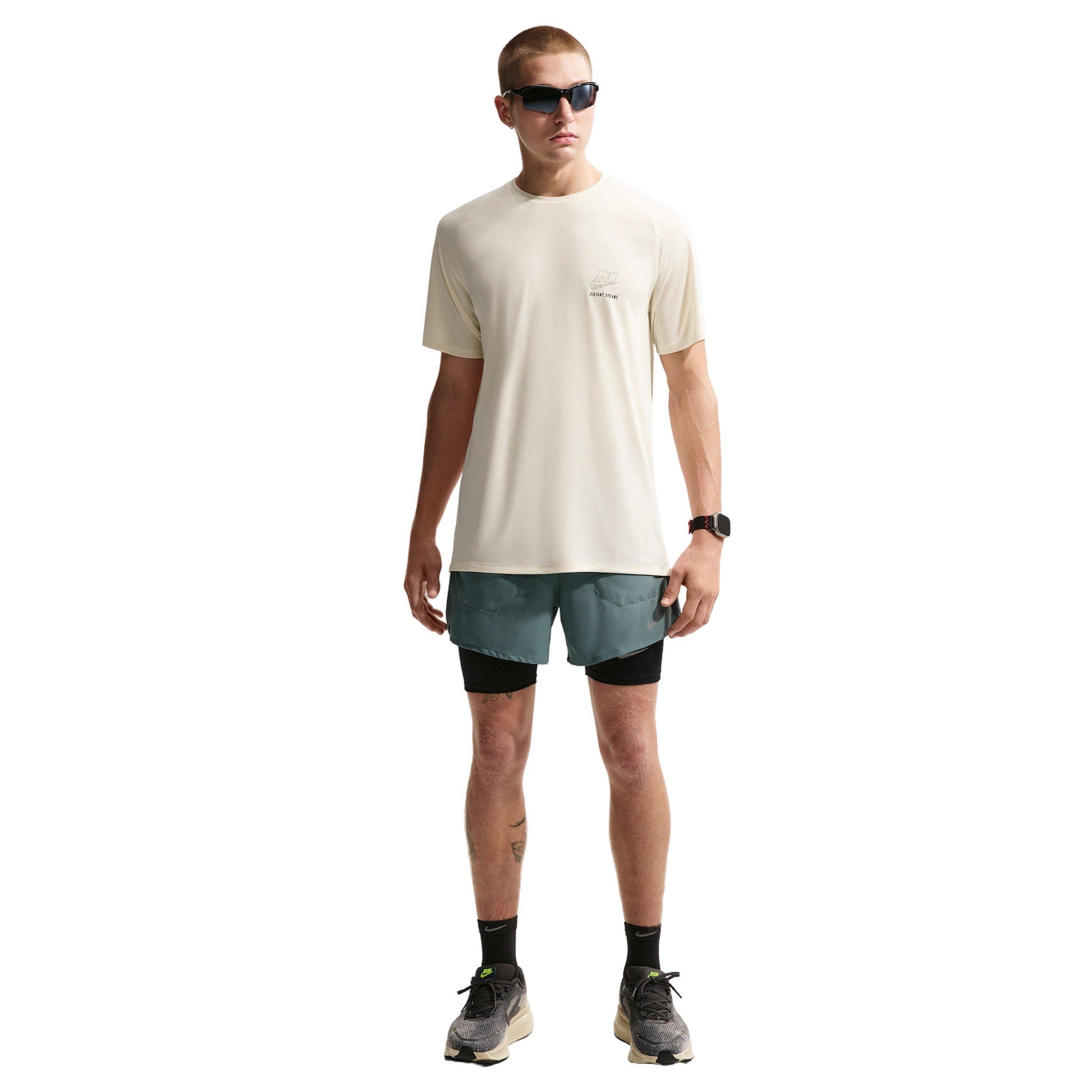 Nike Men's Stride Dri-FIT ADV Short-Sleeve Running Top - WHITE Thumbnail View 4