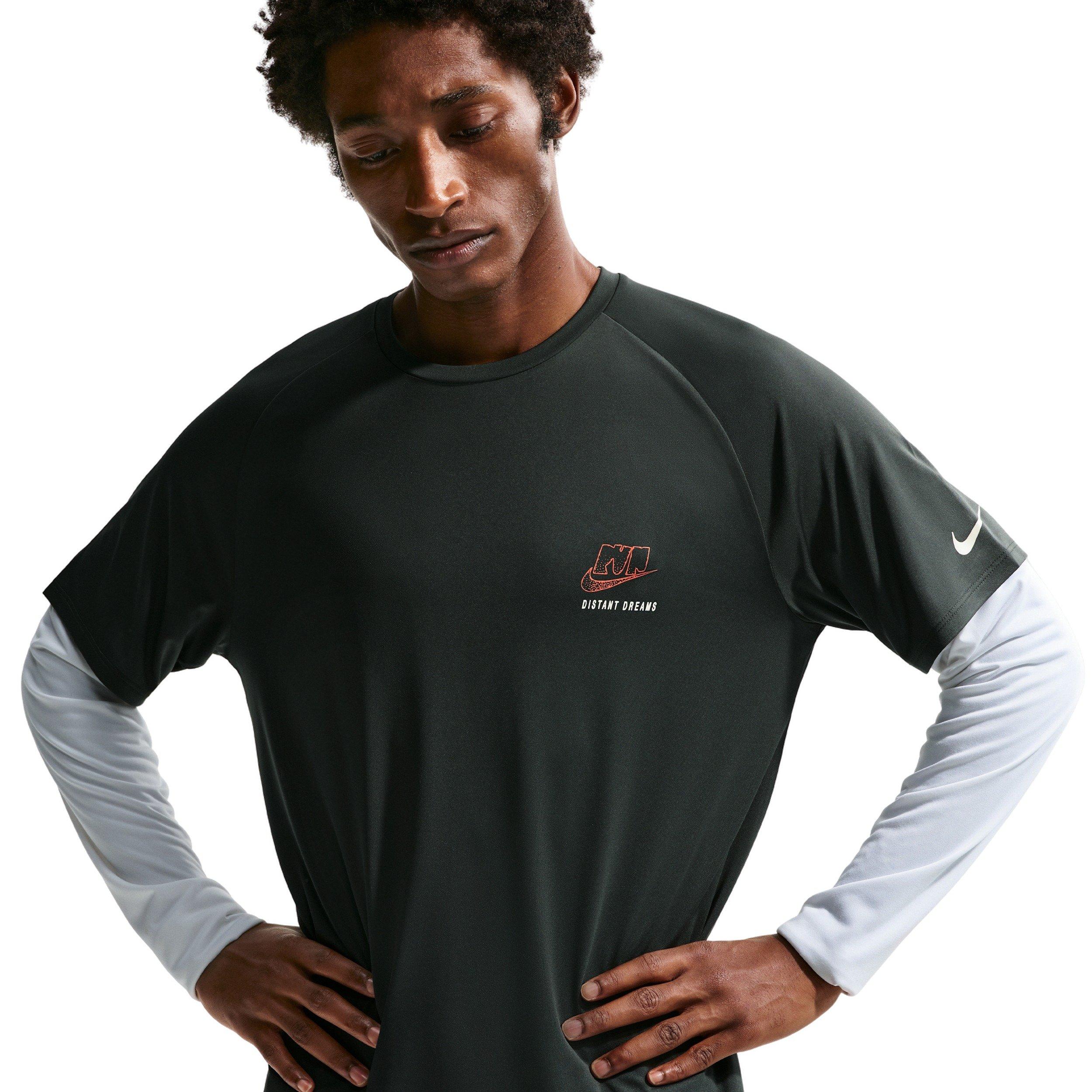 Nike Men's Stride Dri-FIT ADV Short-Sleeve Running Top - BLACK SPRUCE Thumbnail View 1
