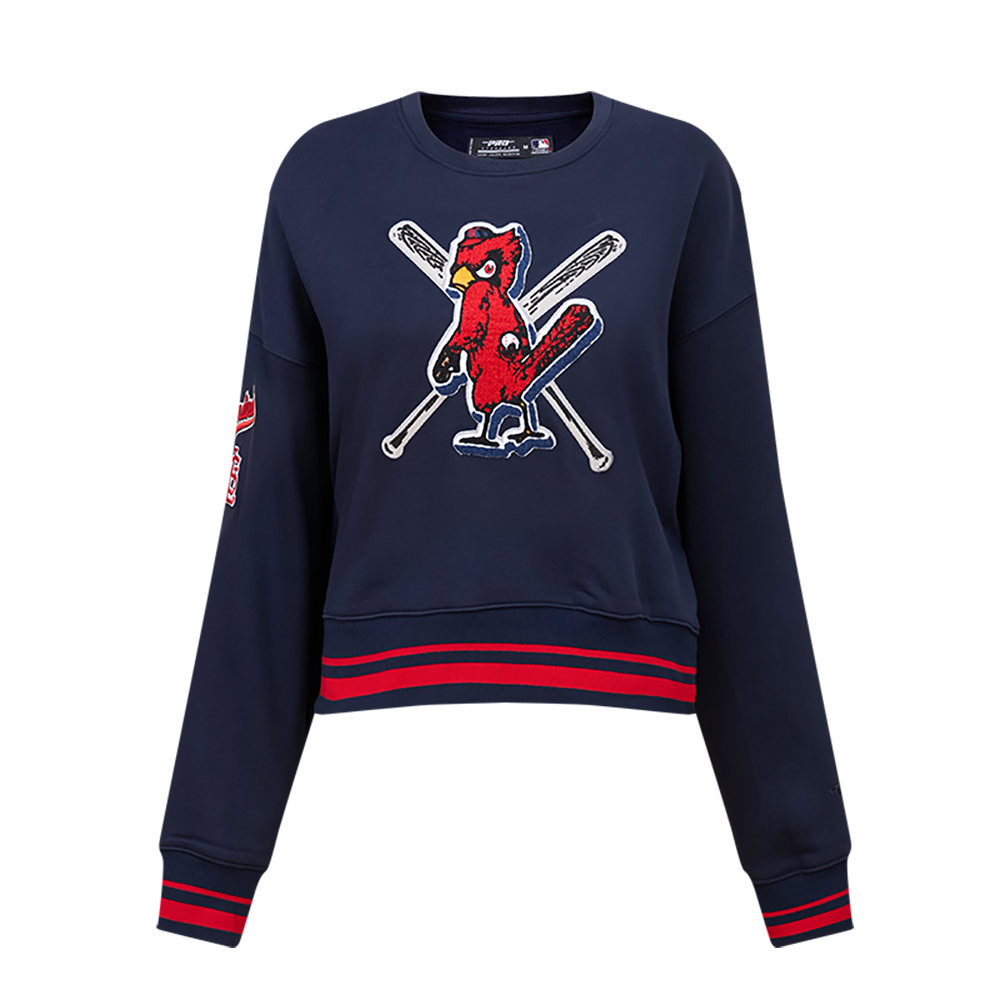 Pro Standard Women's MLB St. Louis Cardinals Mashup Rib Fleece Crewneck - Navy/Red - NAVY/RED Thumbnail View 1