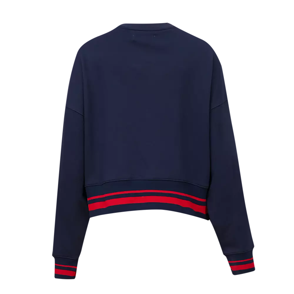 Pro Standard Women's MLB St. Louis Cardinals Mashup Rib Fleece Crewneck -Navy/Red - NAVY/RED