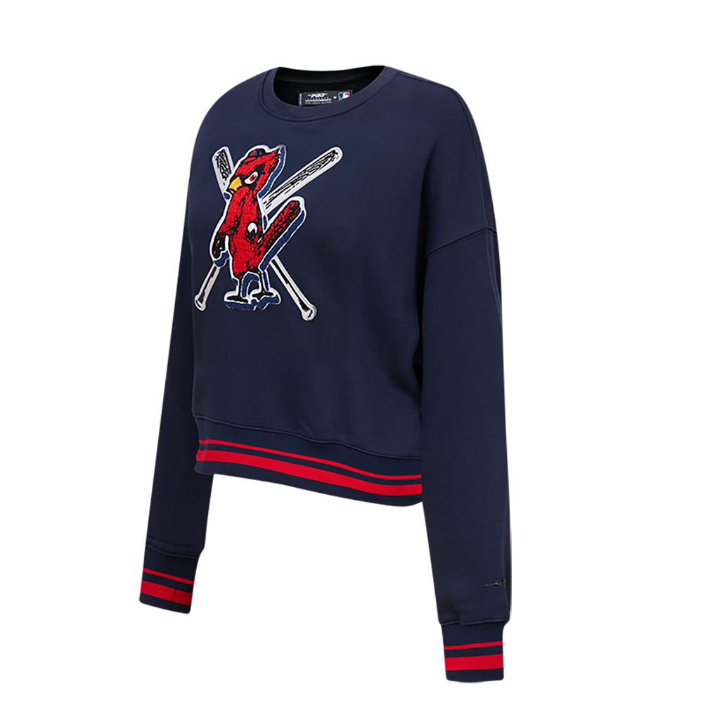 Pro Standard Women's MLB St. Louis Cardinals Mashup Rib Fleece Crewneck - Navy/Red - NAVY/RED Thumbnail View 3