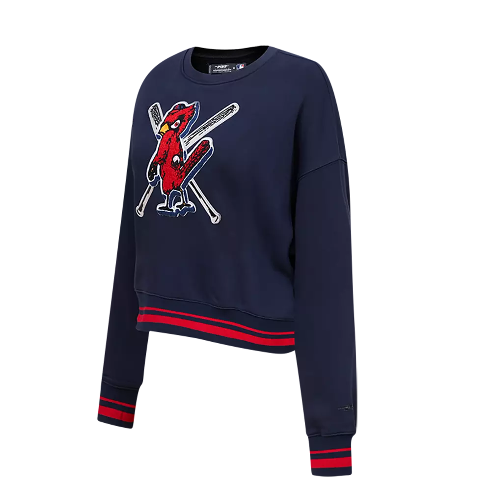 Pro Standard Women's MLB St. Louis Cardinals Mashup Rib Fleece Crewneck - Navy/Red - NAVY/RED