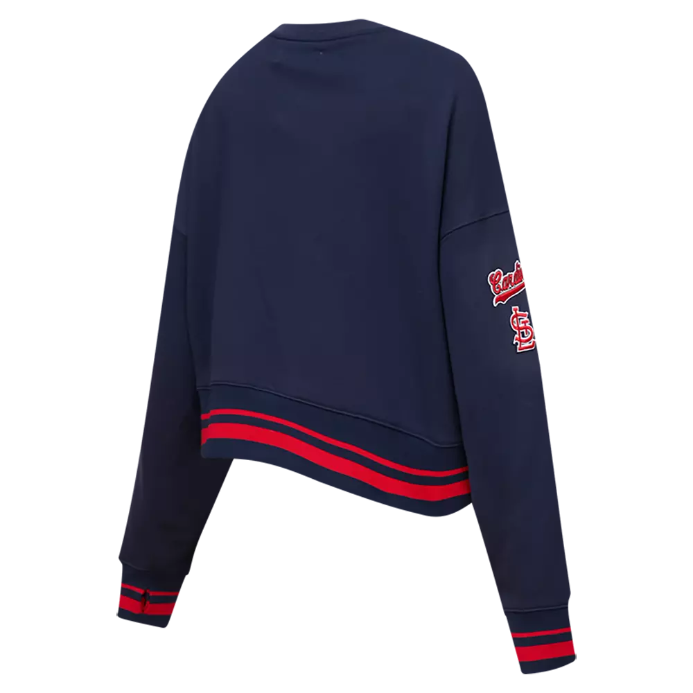 Pro Standard Women's MLB St. Louis Cardinals Mashup Rib Fleece Crewneck - Navy/Red - NAVY/RED