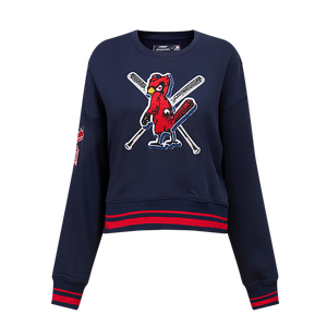Pro Standard Women's MLB St. Louis Cardinals Mashup Rib Fleece Crewneck -Navy/Red