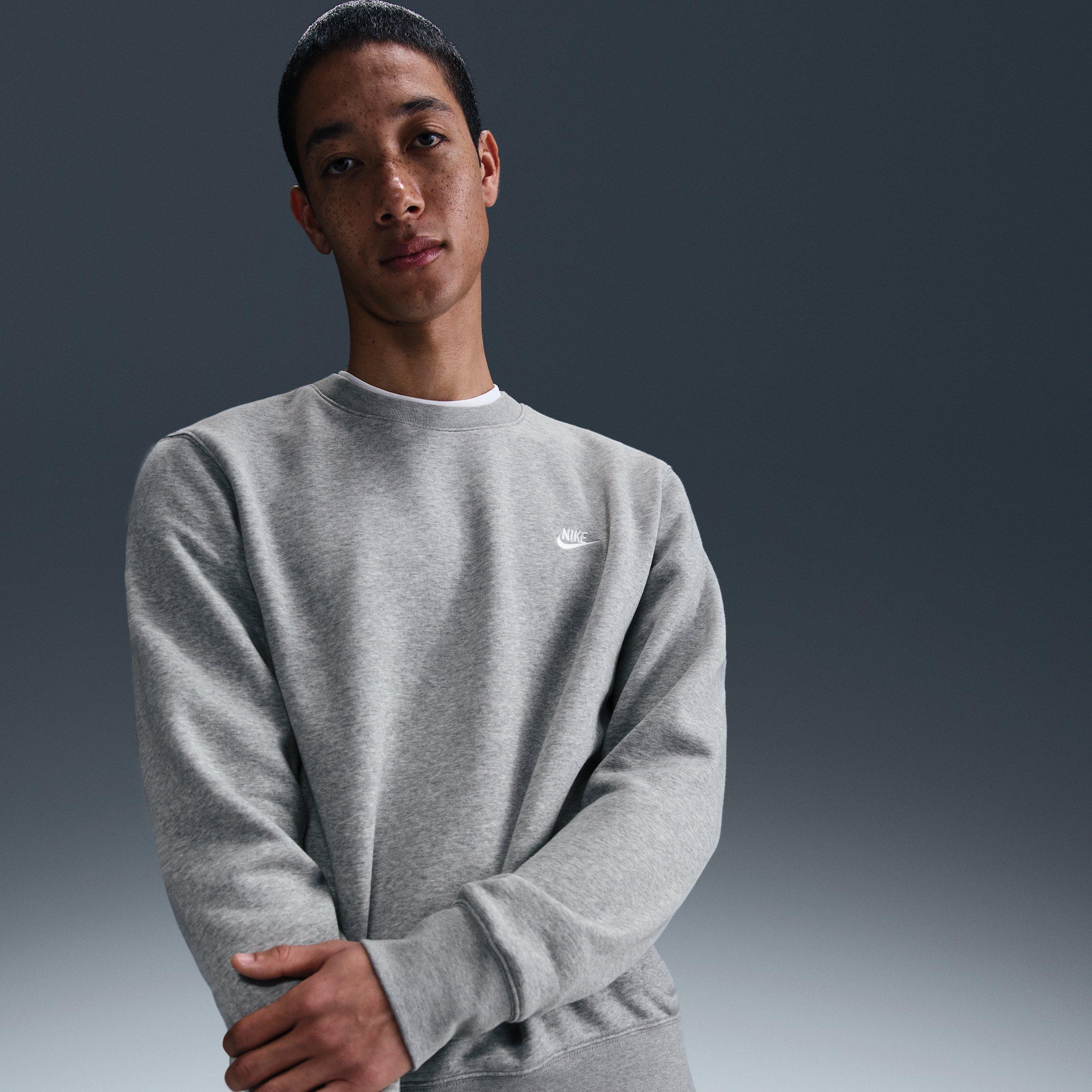 Nike Men's Club BB Fleece Crew - GREY Thumbnail View 3