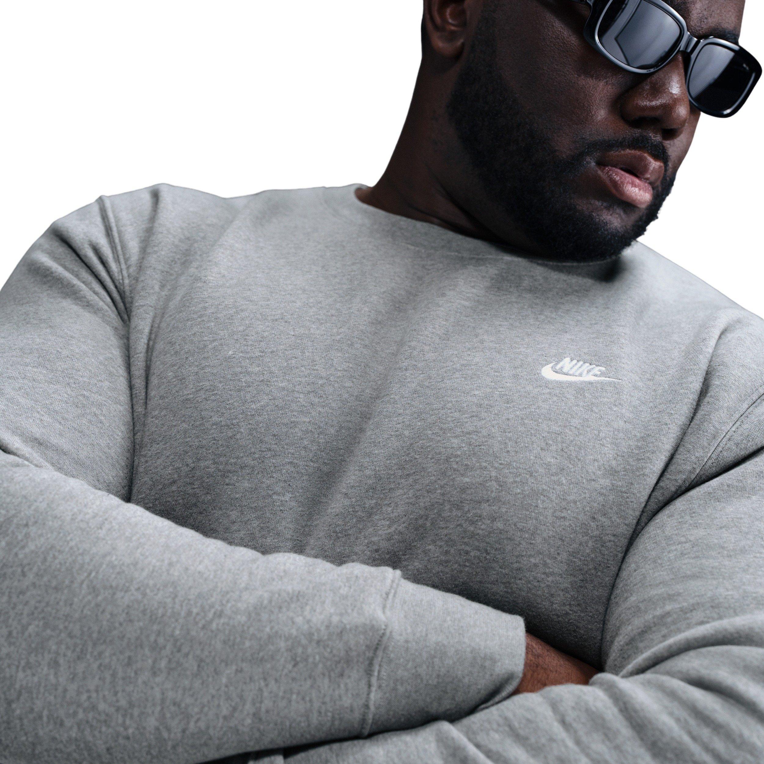 Nike Men's Club BB Fleece Crew - GREY Thumbnail View 8